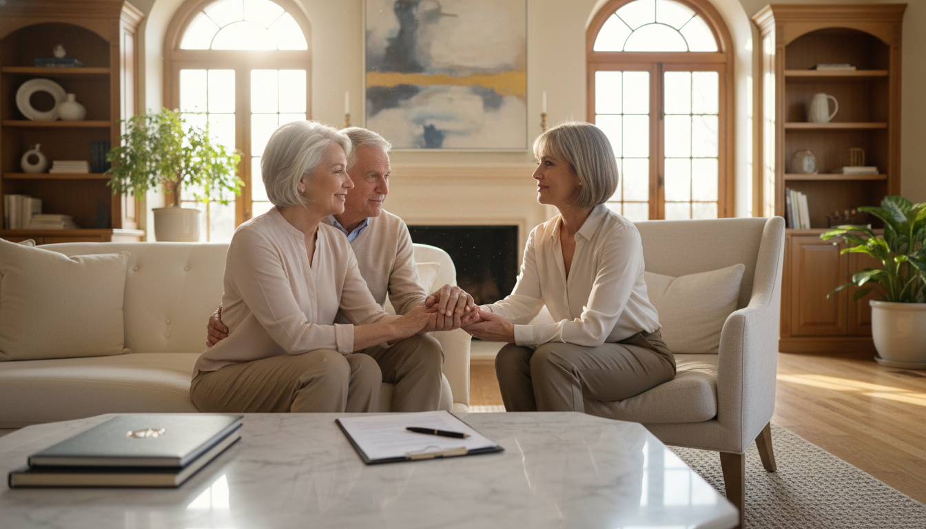 Family discussing estate planning documents