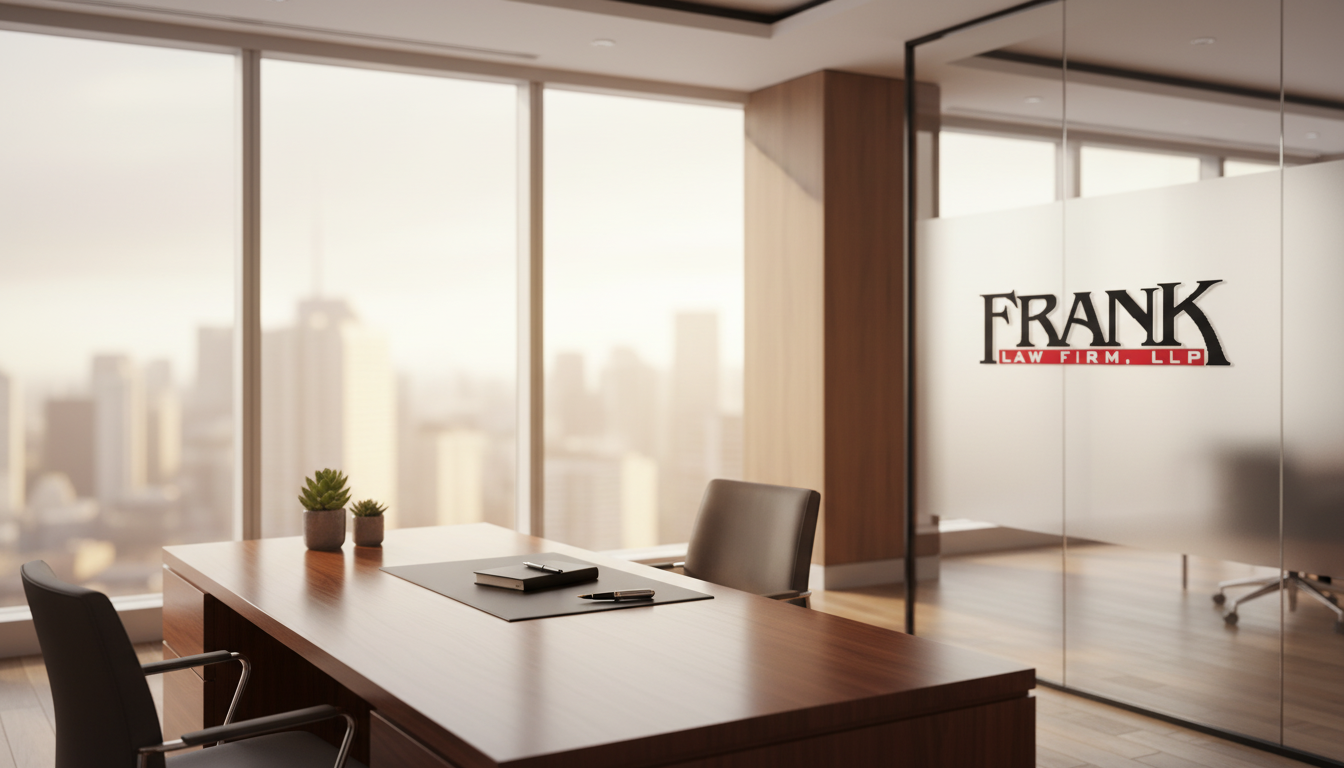 Modern law office interior with warm lighting and professional setting